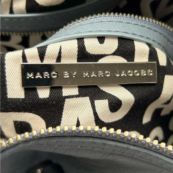 Marc Jacobs blue leather satchel bag purse W crossbody strap excellent - Picture 9 of 11